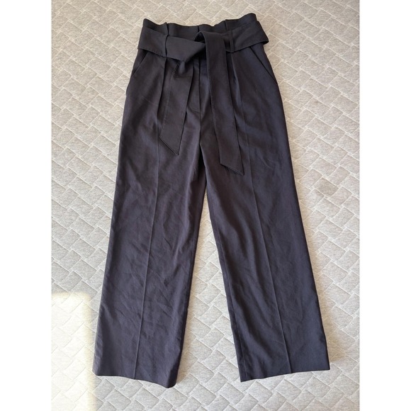 Veronica Beard Pants - Veronica Beard Pants Womens‎ 4 Blue Wide Leg Linen Wool Blend Belted High Rise